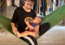 30 days of single mother breastfeeding and playing with her child