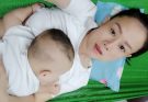 Beautiful Mother is Breastfeeding ~ Her Baby is Heavy Sleepy.