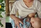 Off-Grid Survival: Young Single Mother Caring for Her Baby in a Bamboo Hut.