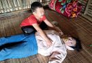 The mother had a seizure and fainted at the dinner table.